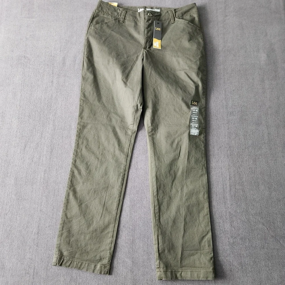 Lee Jeans Women Size 10 Medium Slim Straight‎ Jean Green Pants NWTs